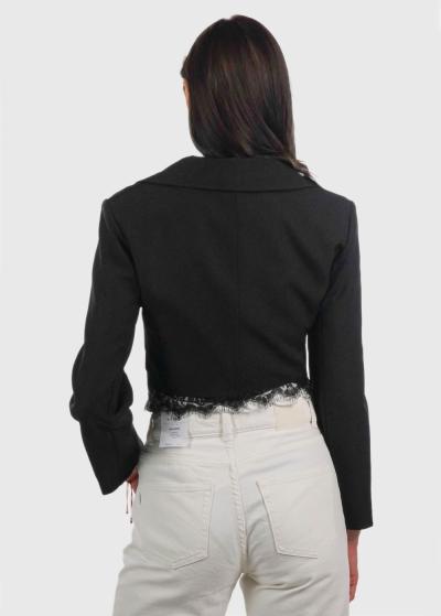 Busana melna žakete ar mežģīņu detaļām - back