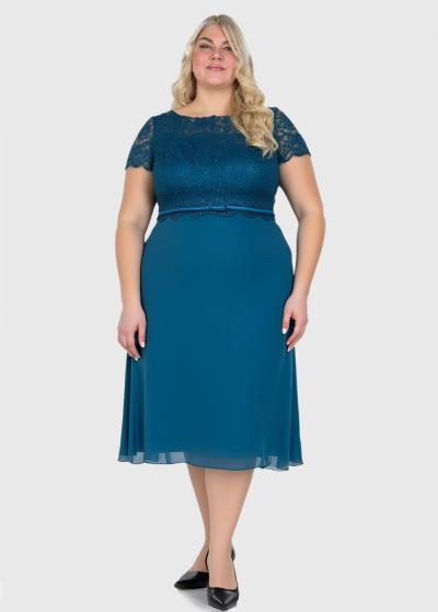Gulnara Plus Size blue short evening dress - back
