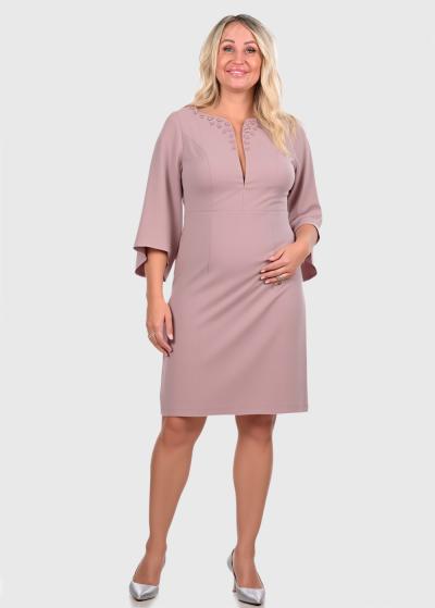 Zulfiya Plus Size pink three quarter sleeve evening dress - back