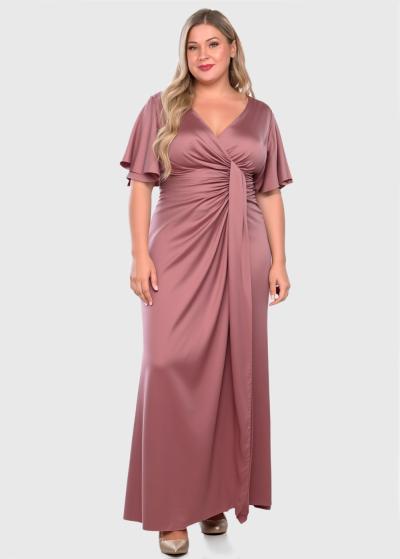 Visola Plus Size pink long evening dress - back