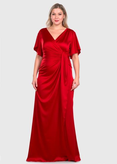 Visola Plus Size red long evening dress - back