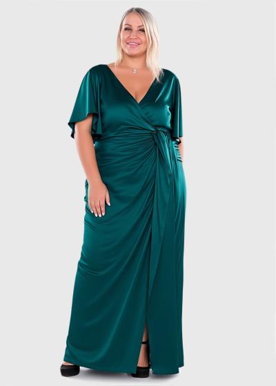 Visola Plus Size green long evening dress - back