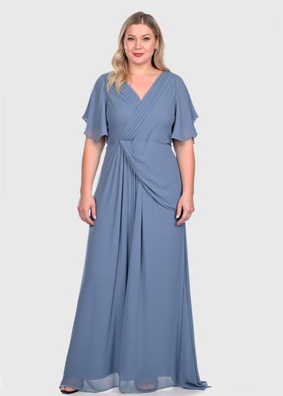 Vinga Plus Size light blue long evening dress - back