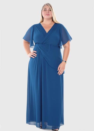 Vinga Plus Size blue long evening dress - back
