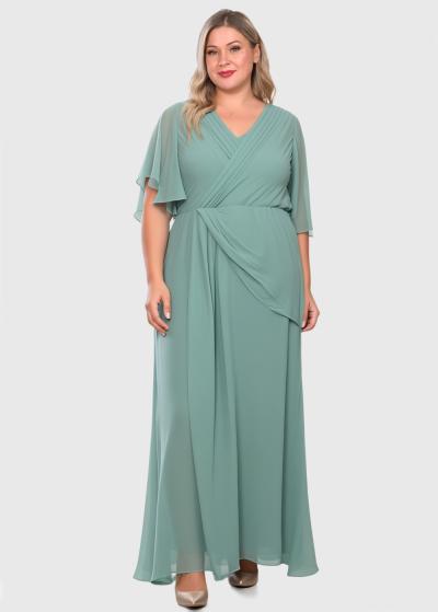 Vinga Plus Size light green long evening dress - back
