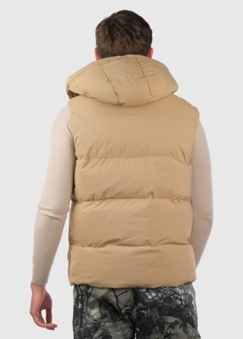Nello beige men's vest with hood - back