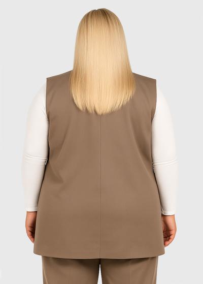 Tefia Plus Size brown elongated vest - back