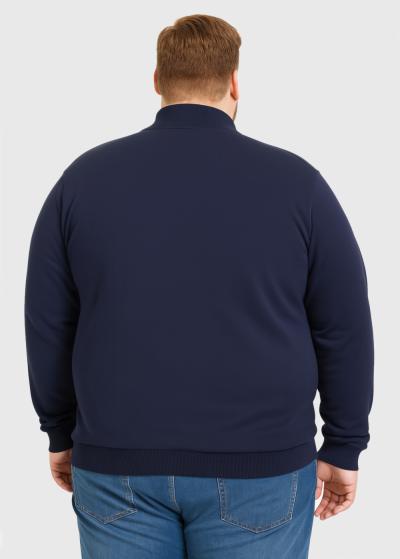 Leonardo Plus Size темно-синяя кофта на молнии - back