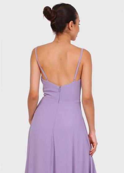 Tristessa фиолетовое вечернее платье с разрезом - back