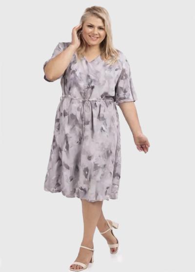 Sapphire Plus Size grey printed dress - back