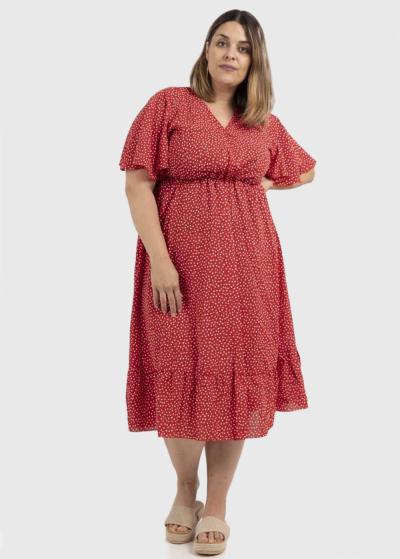 Steffi Plus Size red polka dot dress - back