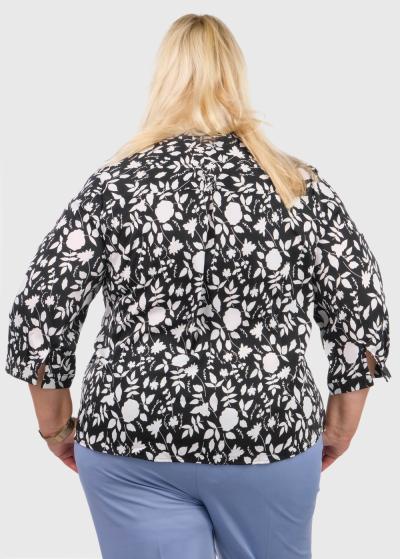 Khrystyna Plus Size black printed blouse - back