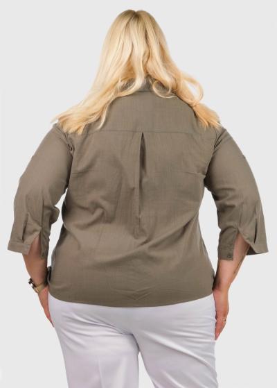 Kubra Plus Size khaki buttoned blouse - back