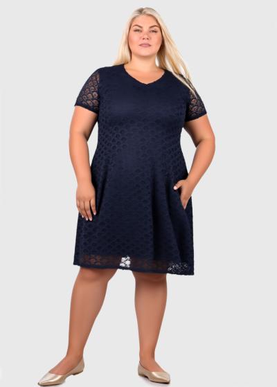 Rossana Plus Size dark blue short dress - back