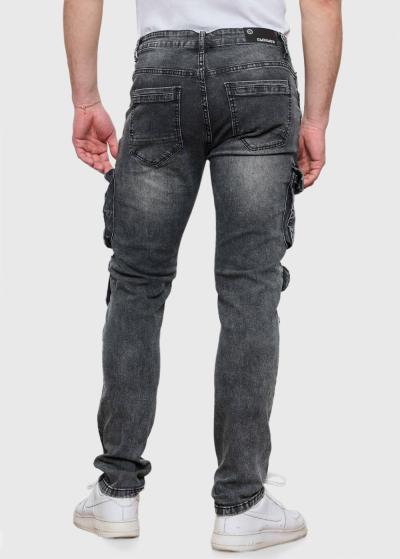 Grey jeans with patch pockets - back