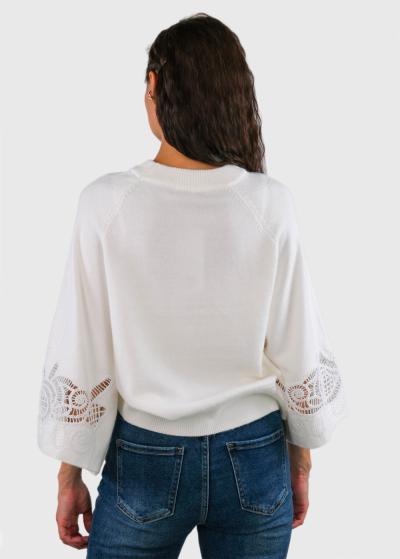 Zamira white sweater with an embroidery - back