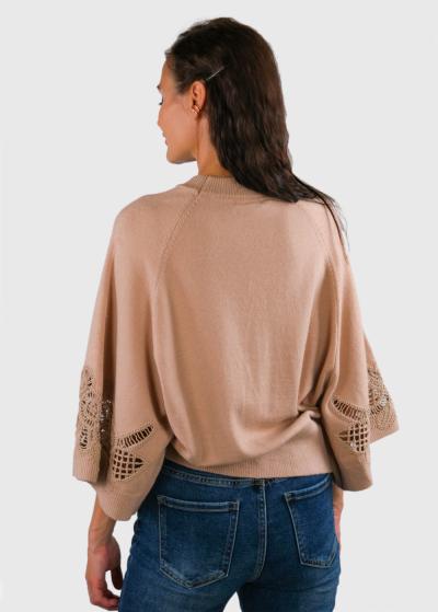 Zamira beige sweater with an embroidery - back