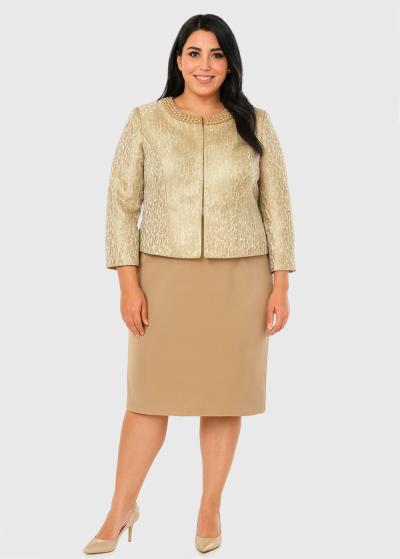 Ganga Plus Size beige dress with blazer - back