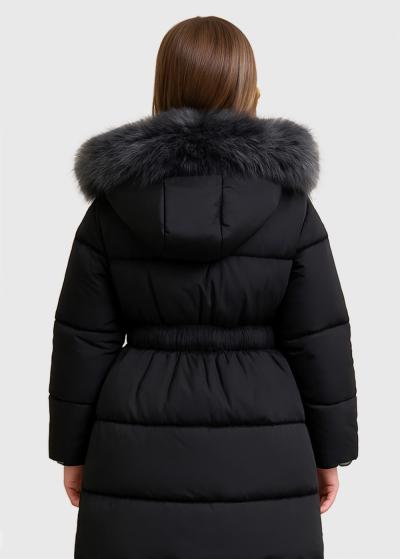 Lisanna black jacket with faux fur - back