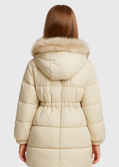 Lisanna beige jacket with faux fur - back