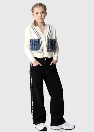 Liene beige cardigan with patch pockets - back