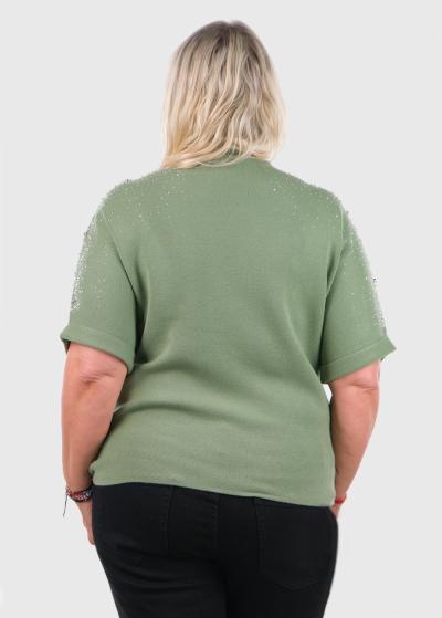 Kaya green sweater with pearls - back