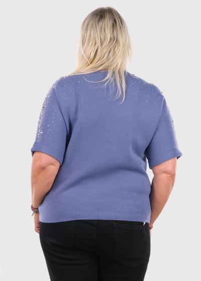 Kaya blue sweater with pearls - back