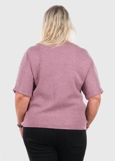 Kaya pink sweater with pearls - back