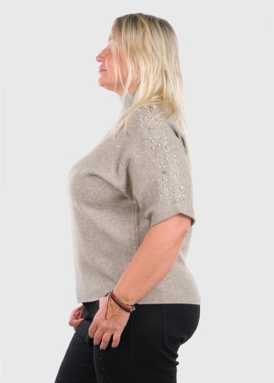 Kaya beige sweater with pearls - back
