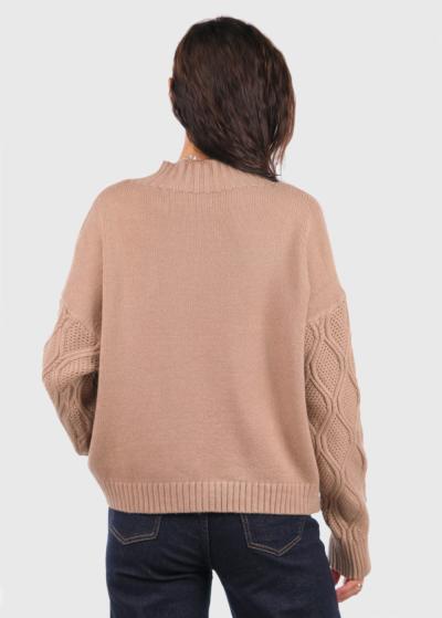 Kamilya light brown knitted sweater - back