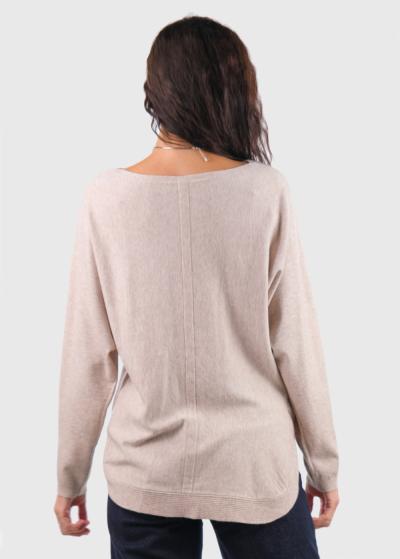 Keren beige sweater with pockets - back