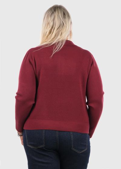 Kamila bordo short zipped cardigan - back