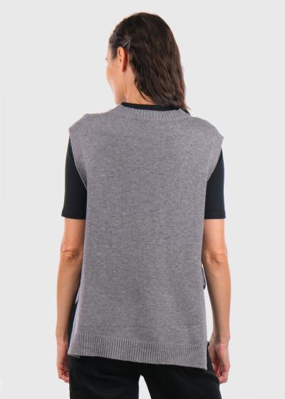 Karin pelēka veste ar aukliņām - back