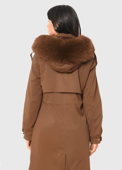 Dorota brown long drawstring jacket - back