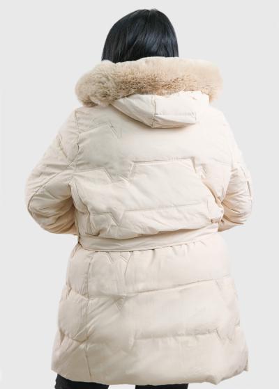Madel Plus Size beige jacket with hood - back
