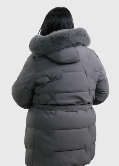 Madel Plus Size grey jacket with hood - back