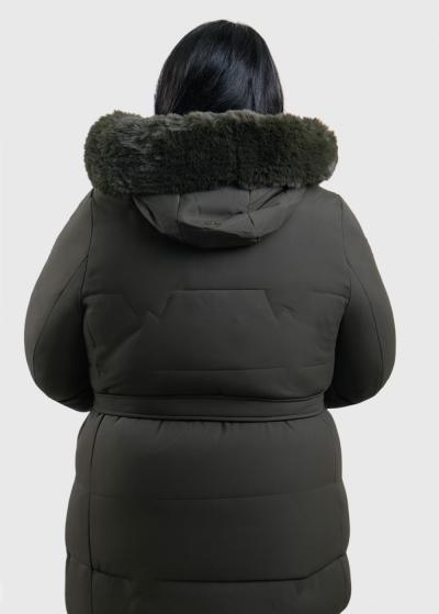 Madel Plus Size khaki jacket with hood - back