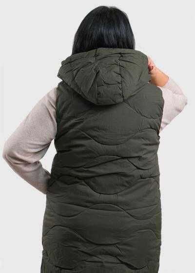 Menna Plus Size khaki long vest - back