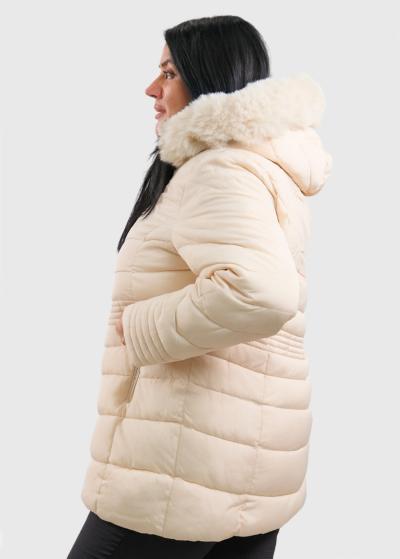 Faiza Plus Size beige jacket with hood - back