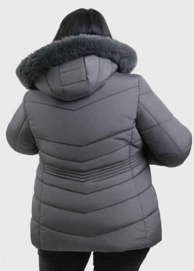 Faiza Plus Size grey jacket with hood - back