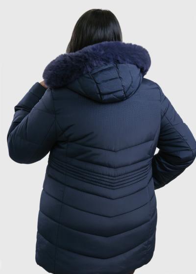 Faiza Plus Size dark blue jacket with hood - back