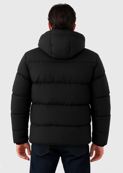 Черная короткая куртка с капюшоном - back