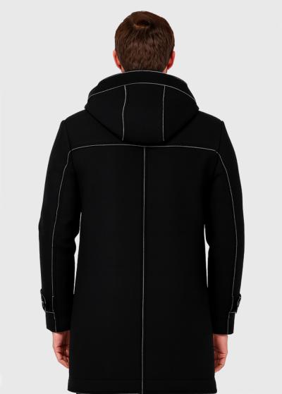 Черное пальто с капюшоном - back