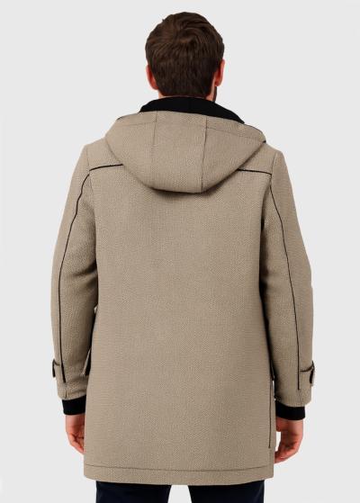 Бежевое пальто с капюшоном - back