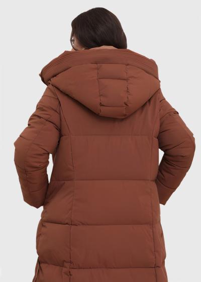 Daniela Plus Size brown long jacket with hood - back