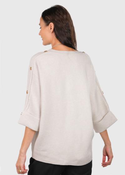 Anna light beige three quarter sleeve sweater - back