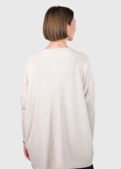 Annabelle light beige sweater with pockets - back