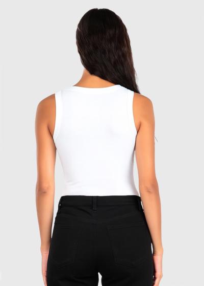 Deborah white t-shirt with round neck - back