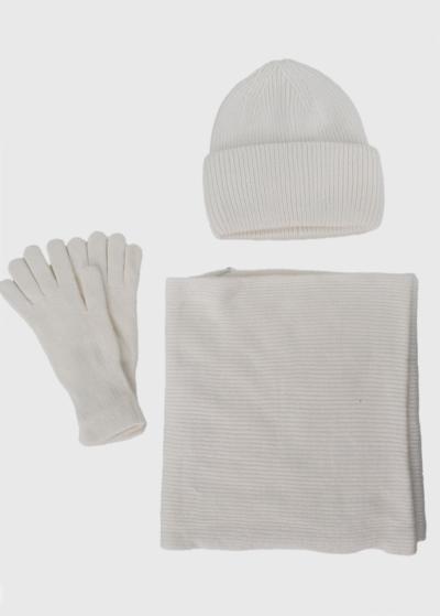 Vivi balts ziemas komplekts: cepure, šalle un cimdi - back