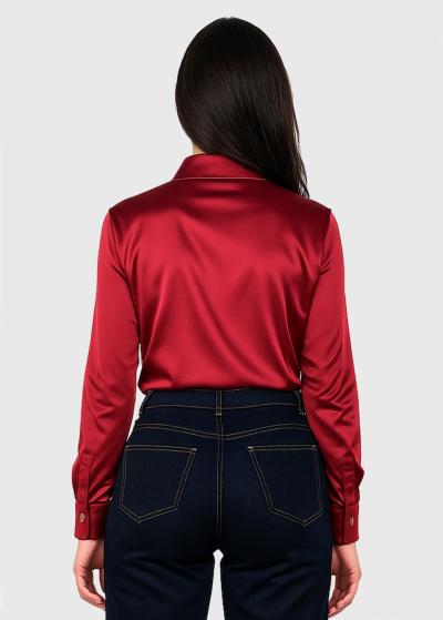 Whit tumši sarkana blūze ar pogām - back